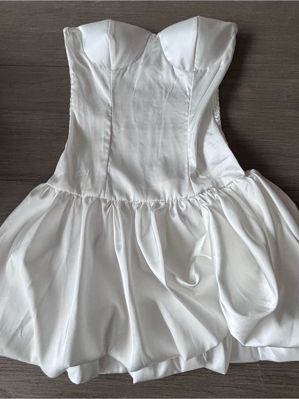 White Strapless Bubble Hem Mini Dress Corset Bodice Size XS/S